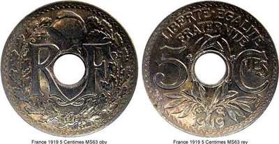 France 1919 5 Centimes MS63.jpg