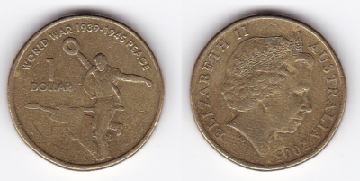Australia 1 dollar 2005 End of WWII.png