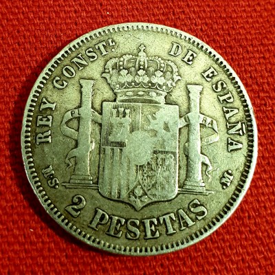 Испания 2 песеты 1882 Аг 2.jpg
