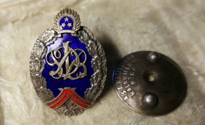 знак военное общество LPDB Латвия 20е 30е годы  33 23 2 мм avers 120 evro.jpg